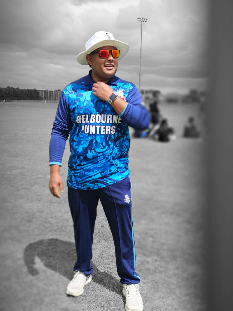 Sanmath Shetty in Melbourne Punters playing kit at the ground.